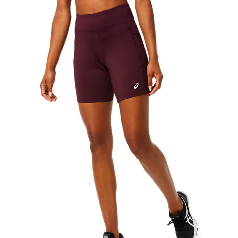 NWT ASICS WOMEN'S 7IN KNIT SHORT in deep mars